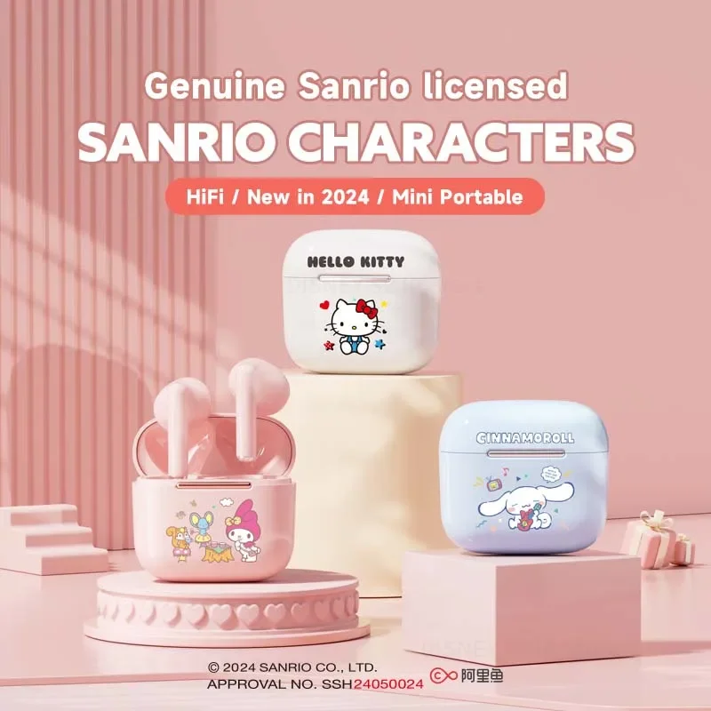 Sanrio Earbuds EDX25 Kuromi Hello Kitty Wireless Earphones Bluetooth Sport Touch Control Gaming Headphones Anime Cartoon Gifts