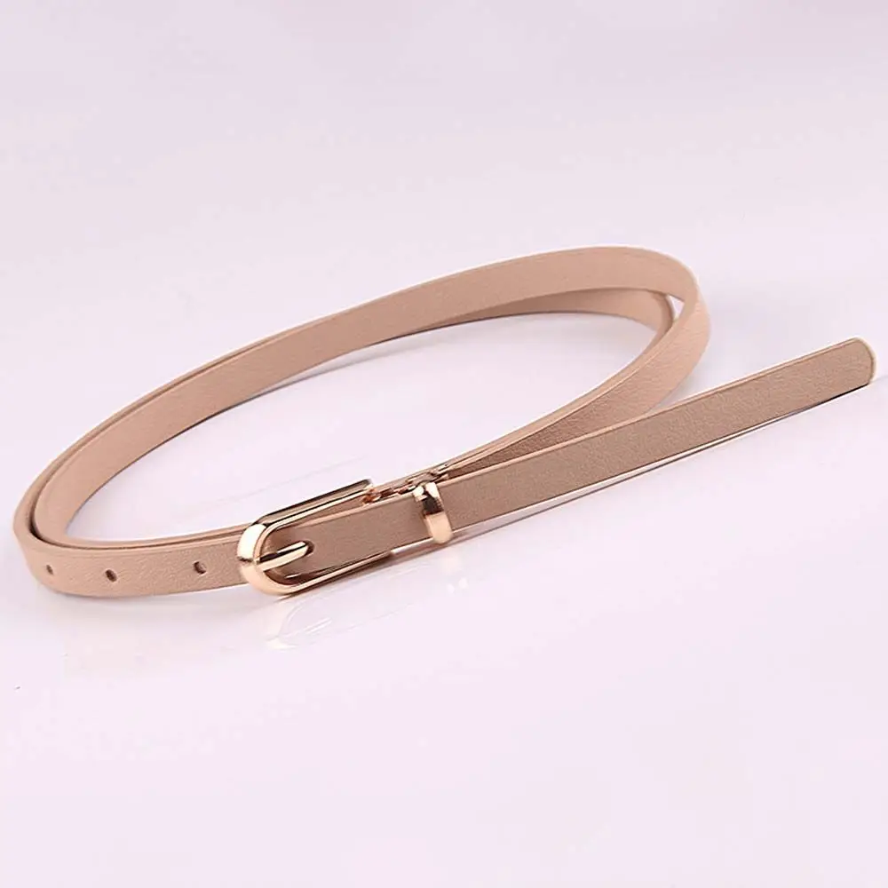 Skinny Adjustable Female Women Candy Color Waist Belts Dress Strap Pu Leather Belt Thin Waistband