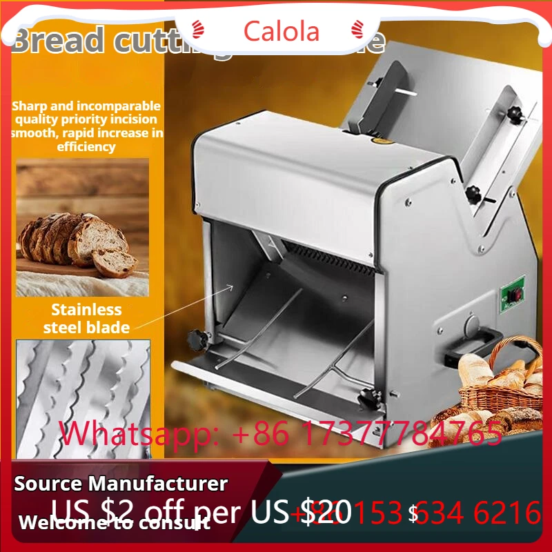

0.37KW Commercial Bread Slicer Machine, 220V Stainless Steel Electric Toast Cutter for Bakery Restaurant