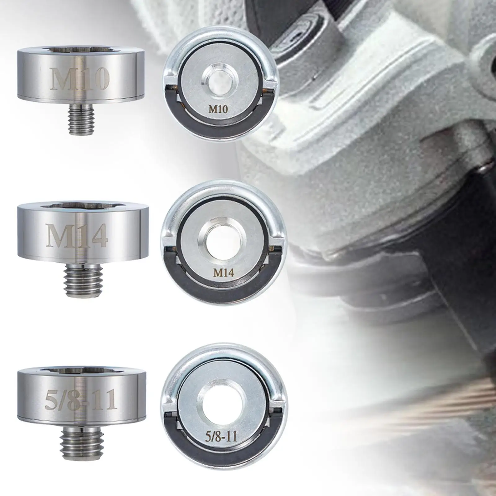 

Angle Grinder Adapter with Lock Nut Kit Thread Stainless Steel for Saw Blades Polish Discs Drum Wheels Cutting Blades Drill Bits