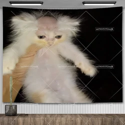 Kawaii Meme Animal Tapestry Home Decor Aesthetic Wall Hanging Cat Dogd Cartoons Tapestrys Cover Background Cloth For Bedroom