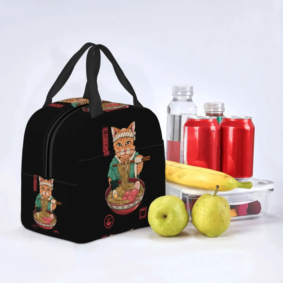 Japanese Cat Lunch Box for Women Leakproof Japan Neko Ramen Cat Thermal Cooler Food Insulated Lunch Bag Kids School Children