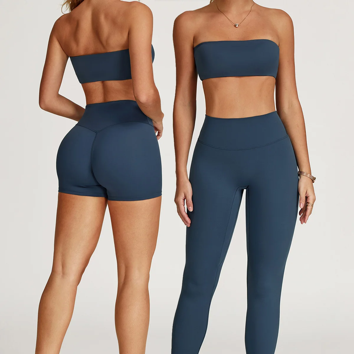 

2 Pieces Fitness Yoga Set Women Gym Push Up Running Sportswear Female High Waist Tracksuits Workout Shorts and strapless suit