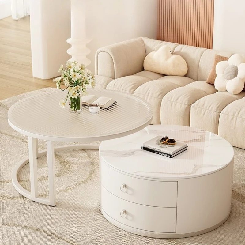 Notebook Modern Coffee Table Waterproof Minimalist Drawers Storage Coffee Table Oval Luxury White Mesa Centro Salon Furnitures