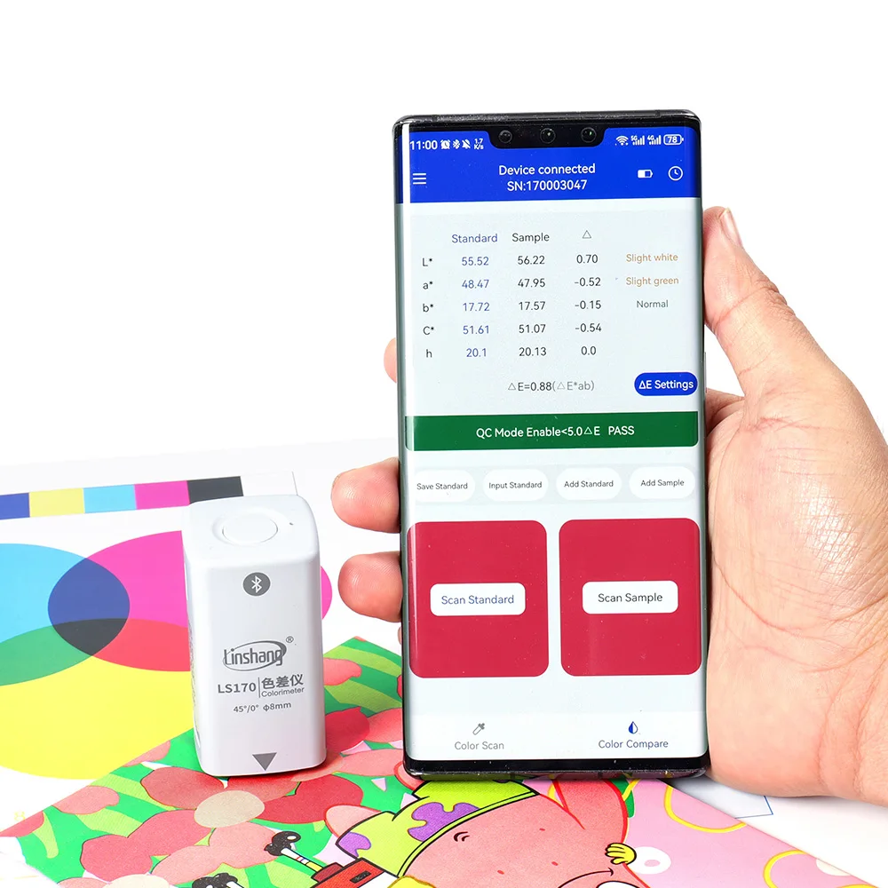 Customization LS170 Portable Colorimeter 45 / 0 Pantone Color Matching Device Colorimeter for Packaging