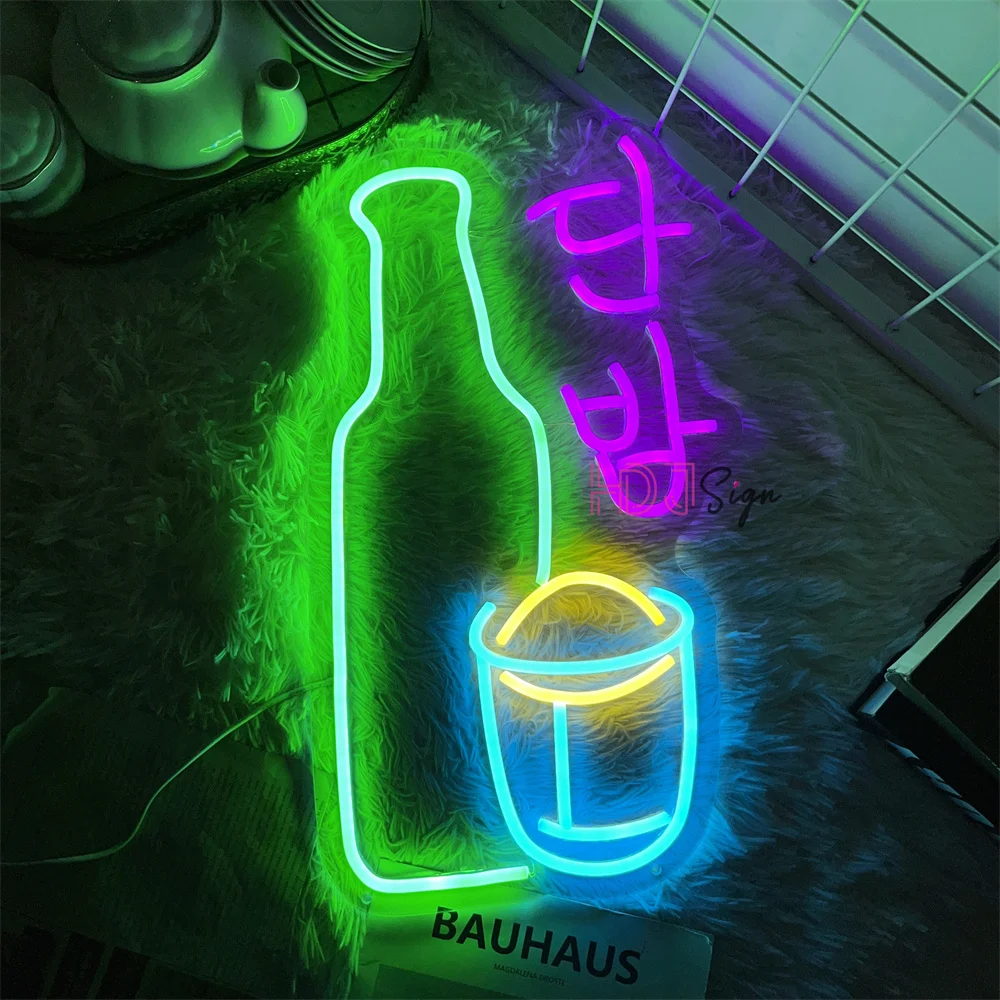 

Bar soju Korean Beer Neon Lights Shop Home Bar Decor Wall Decoration Kitchen 3D Sign Led Luminous Signs Christmas Gift Party