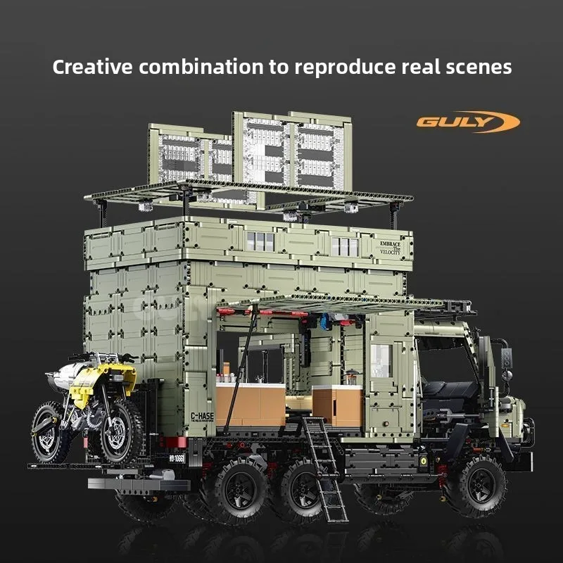 Guly 10661 Unimog Off road RV Building Blocks 7310pcs Remote Control Assembly Model Pendant Toy Male Model Bricks Toys Adults