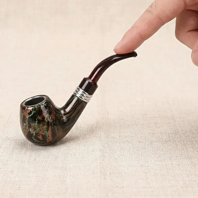 1 Vintage Smoking Pipe - Colorful Design, Durable Abs Resin Pipe, Easy to Clean Classic Smoking Pipe, Pipe with Filter, Pipe Mouthpiece, Small Gift for Smoking Men