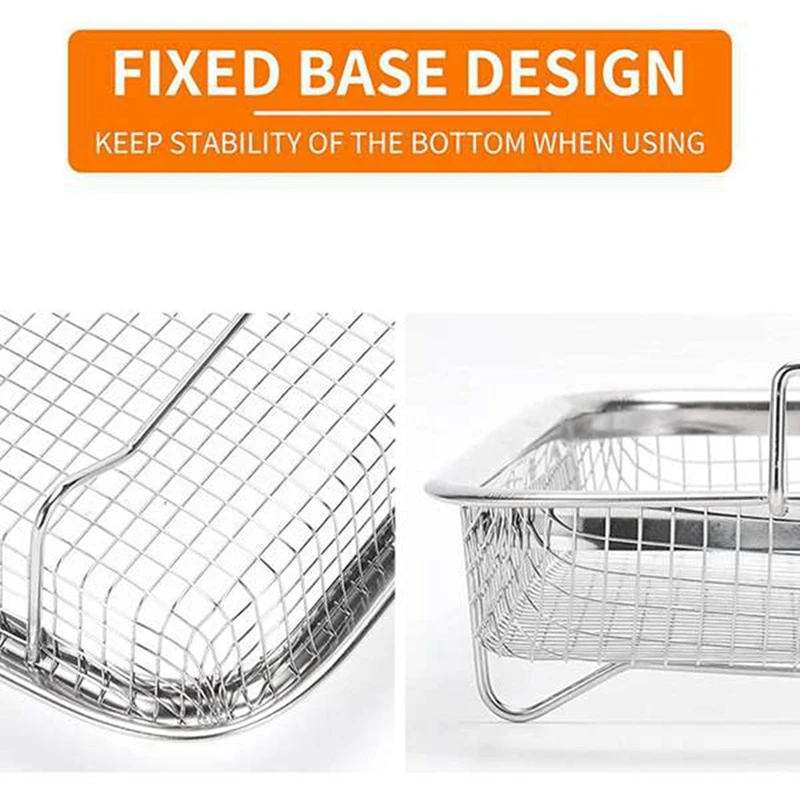 6 Pack Air Fryer Basket For Oven, Stainless Steel Grill Basket Non-Stick Mesh Basket Set, Air Fryer Tray Wire Rack