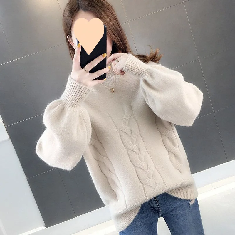 

Women's New Lazy Wind Loose Pullover Sweater Half Turtleneck Student Long Sleeve Bottoming Shirt Trendy Top