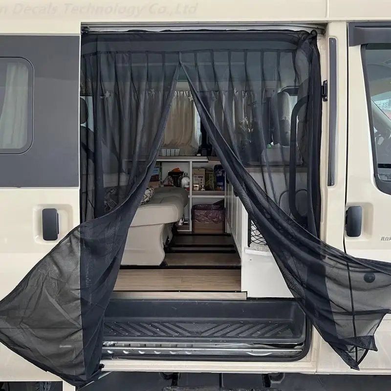 

Sliding Magnetic Insect Mosquito Door Screen Fit For Vans Bus Camper Polyester Fabric Black