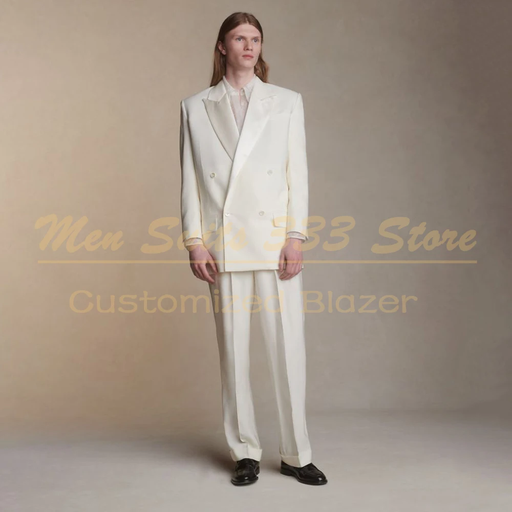 High Quality Men's Suits 2 Piece Jacket Pants Formal Wedding Double Breasted Regular Fit Blazer Fashion Outfits