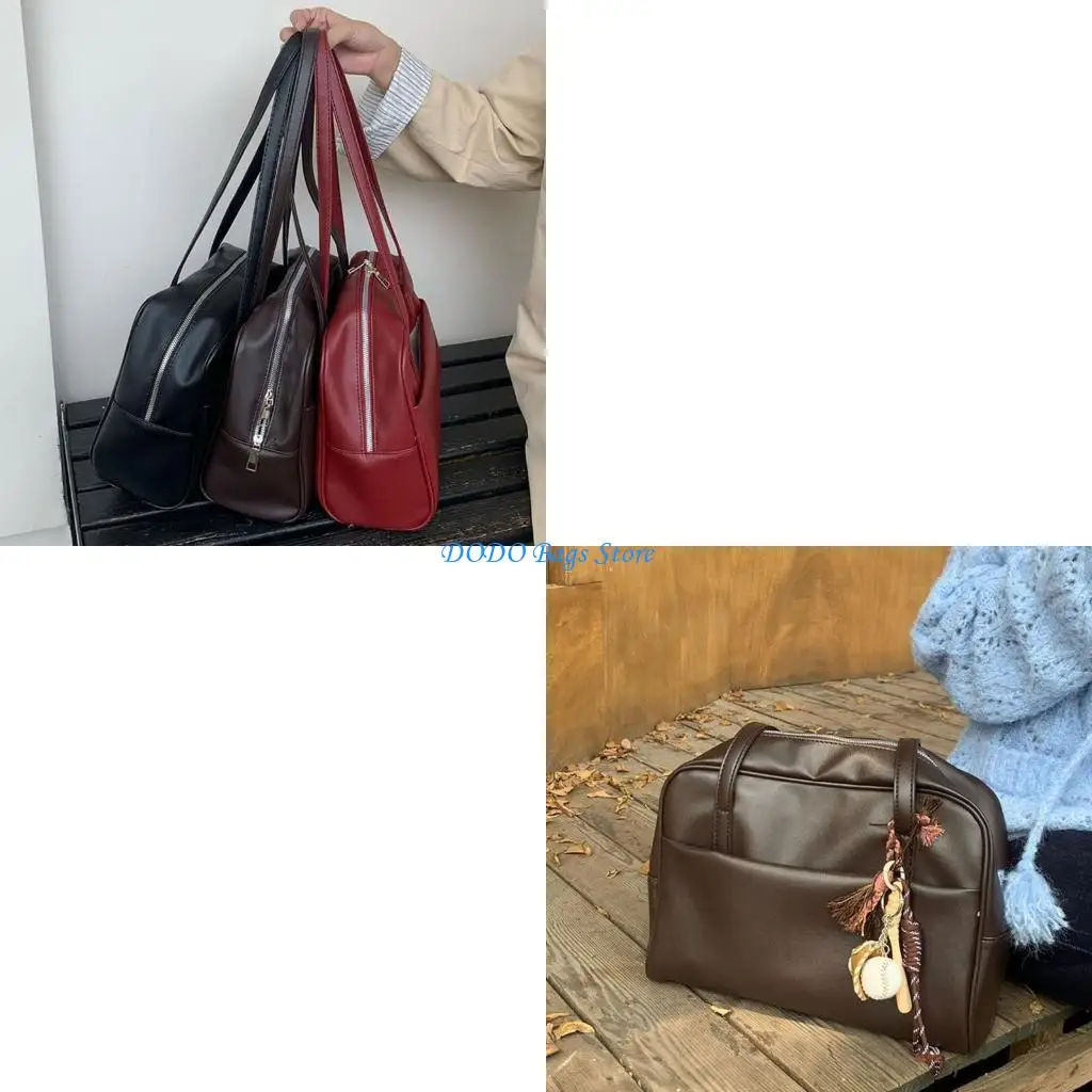 

Женская сумка подмышки большой вместимости в корейском стиле, сумка через плечо на молнии, сумка-портфель в стиле ретро, ​​сумка