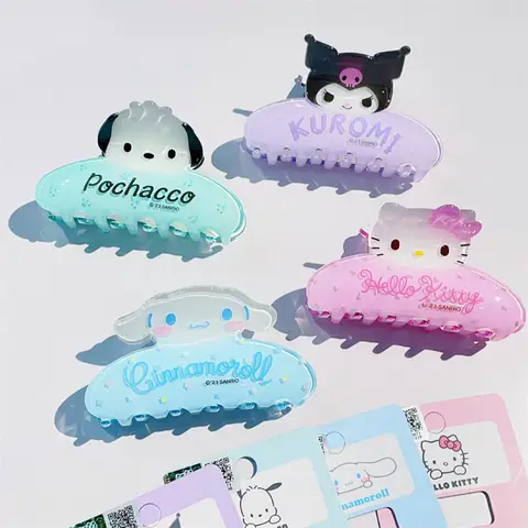 Kawaii Anime Sanrio Grip Clip Cartoon Sweet Kuromi Melody Cinnamoroll Hairpin Cute Back Head Spoon Hairpin Headwear Shark Clip