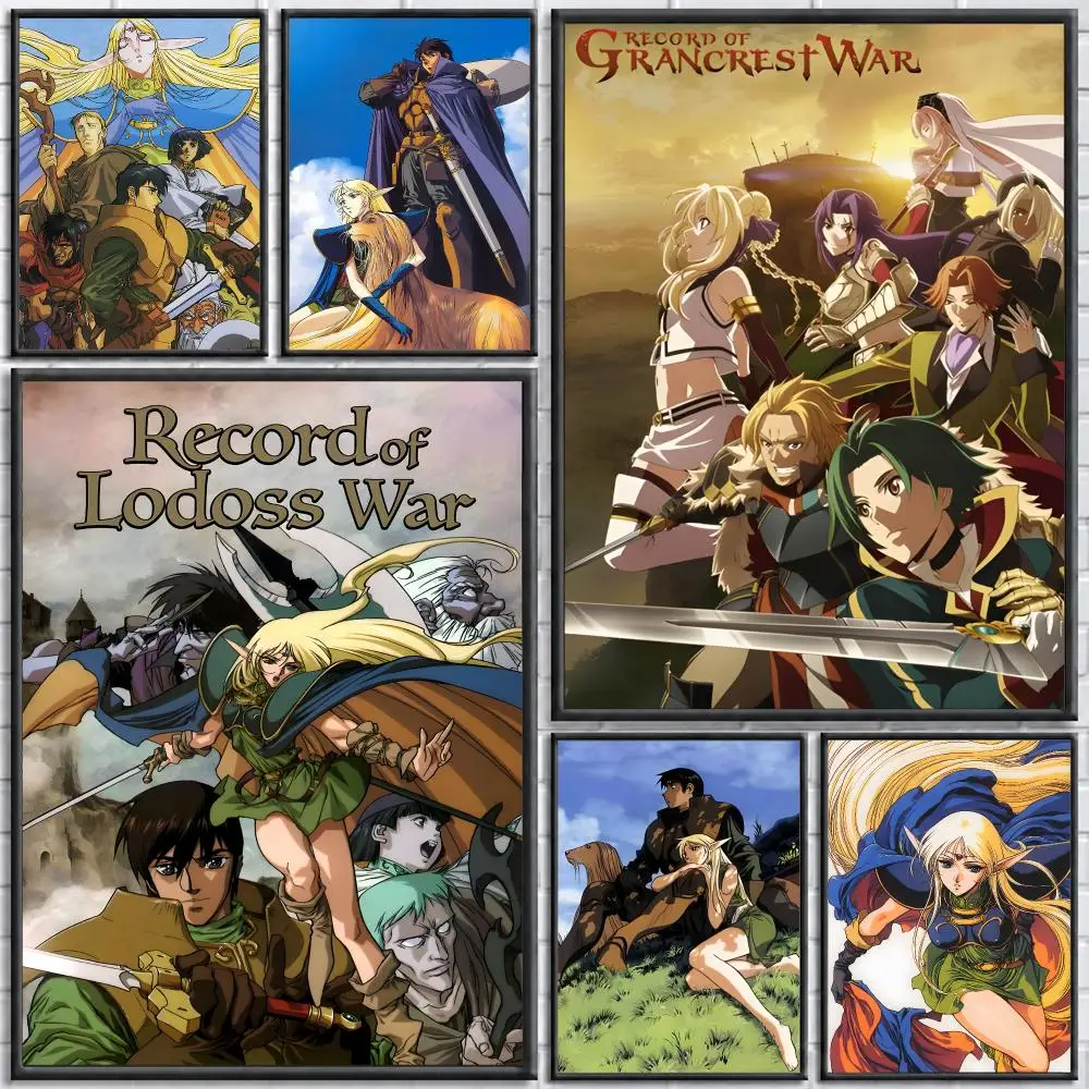 Anime Record of Lodoss War Poster Self-adhesive Art Waterproof Paper Sticker Coffee House Bar Room Wall Decor