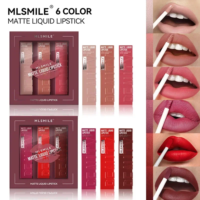 Non-stick Matte Lip Glaze Set Long Lasting Lip Stain Makeup Lip Gloss Matte Lipstick Liquid Soft Mist Dropshipping Center