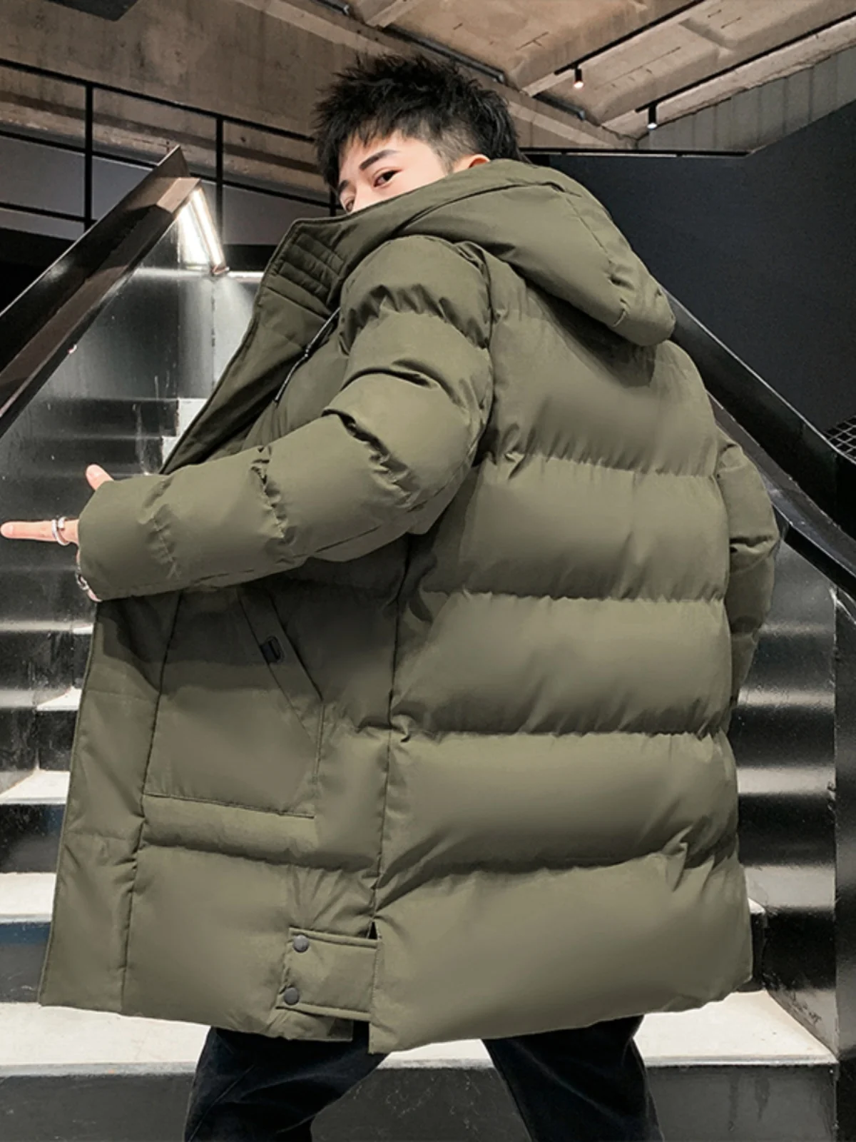 

Large Size Cotton Jaet Men's Winter Mid-Length Cotton Coat plus Size Men's Warmth-Filled Cold Resistance Cotton Clothing