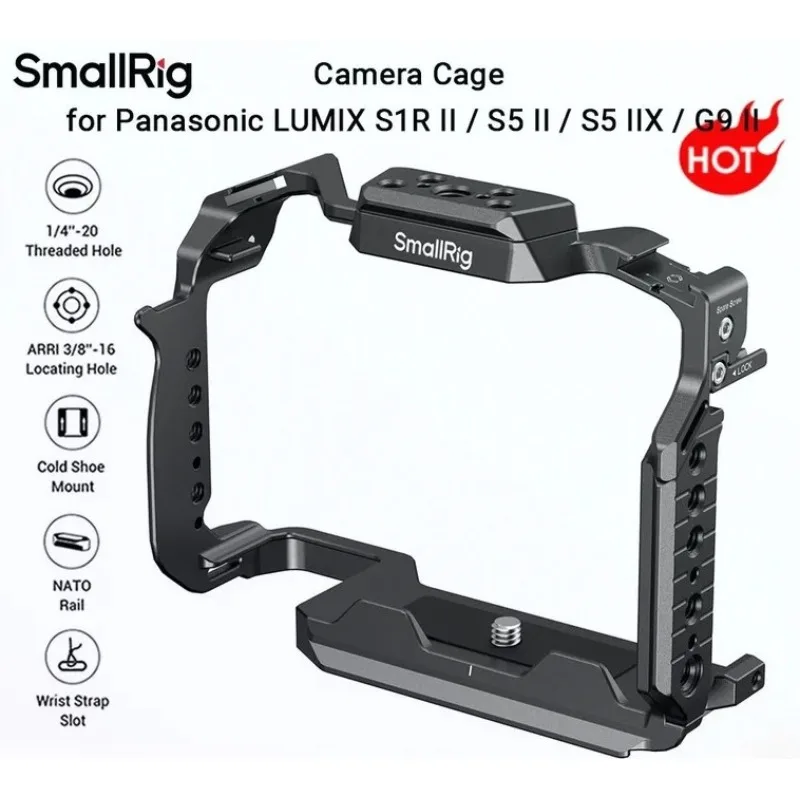 smallrig-4902-cage-per-fotocamera-panasonic-con-sistema-di-sgancio-rapido-hawklock-e-piastra-inferiore-arca-swiss-per-espansione-del-telaio