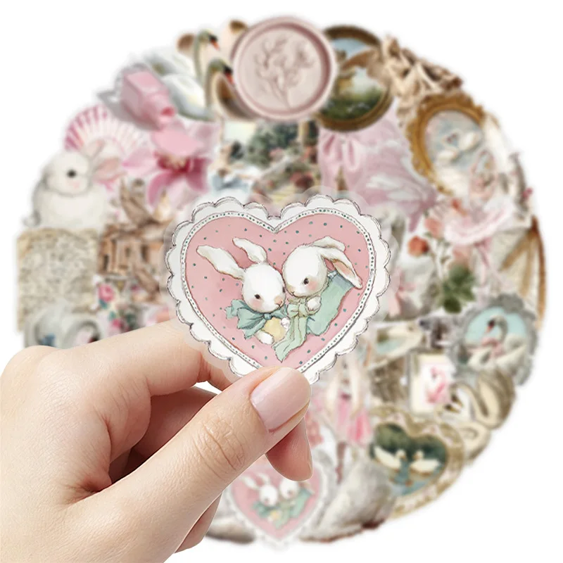 10/50PCS Ballet Style Graffiti Stickers Pink INS Cartoon Transparency Decoration Aesthetics DIY Toys Laptop Guitar Bike Decals