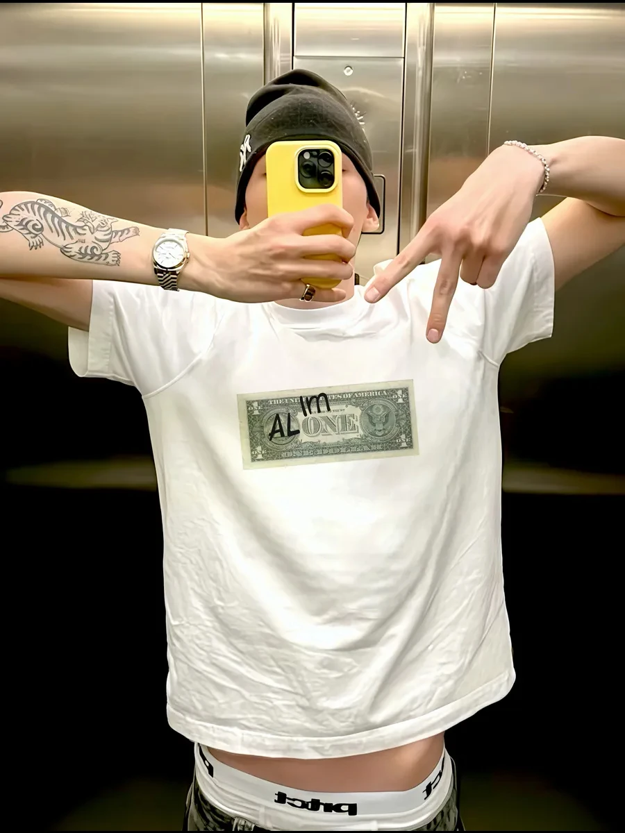 Dollar Bill Print Oversized T Shirt Women Y2K Harajuku Casual Loose Short Sleeve Graphic Tee Summer Streetwear Tops