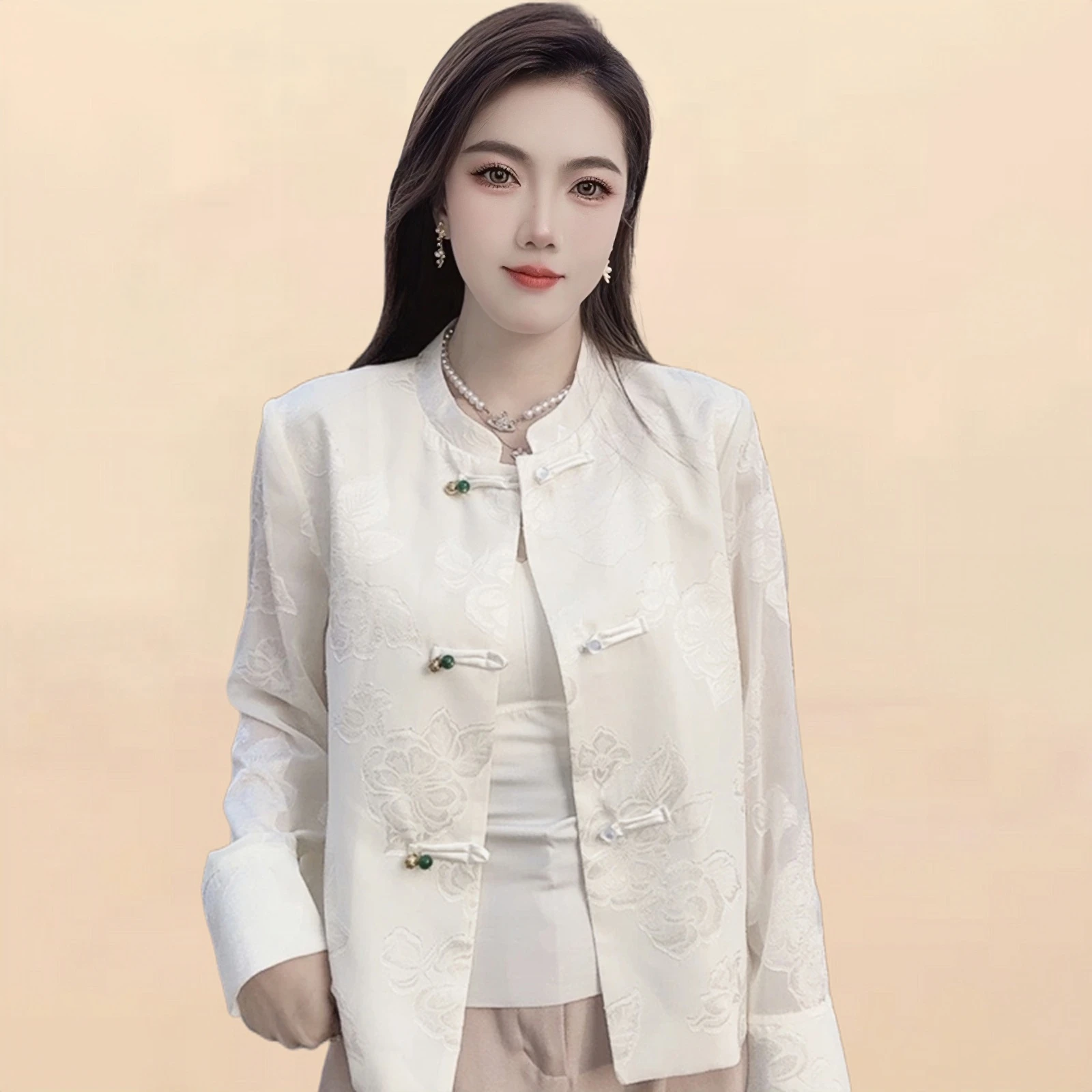 New Chinese Style National Style Plate Button Cardigan Sunscreen Coat Women's2024 Summer Thin Chic Casual Print Top Clothing Y2K