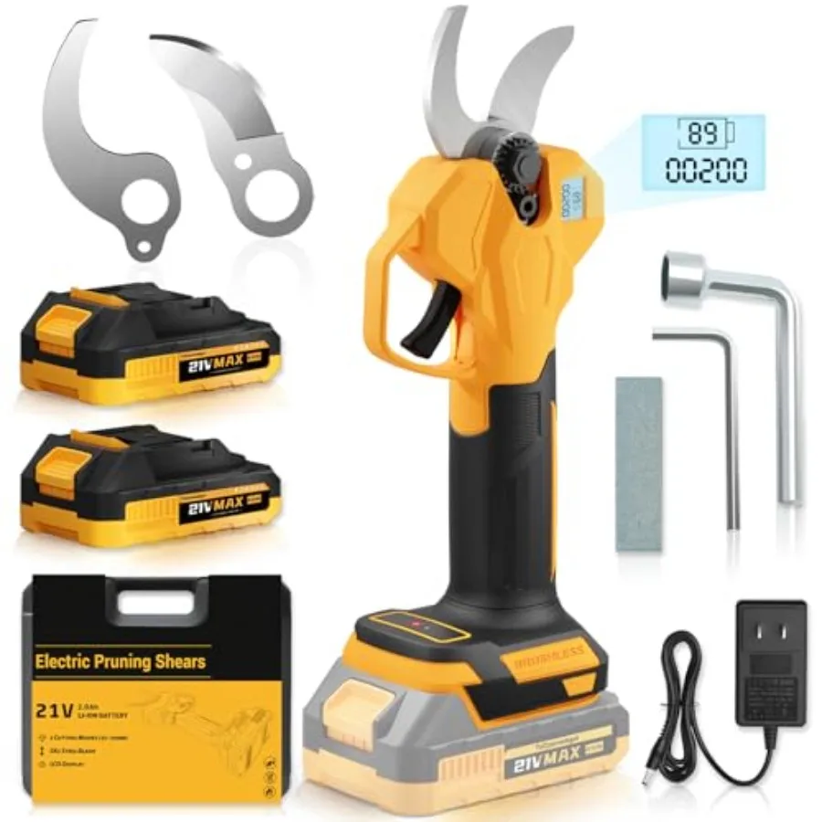 

Electric Pruning Shears Cordless Power Pruner with 2 Inch Cutting Diameter LCD Display Brushless Motor and 2×2.0Ah Batteries fo