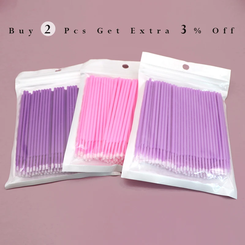 100Pcs Disposable MicroBrush Lash Cotton Swab Eyelash Extension Glue Cleaning Brushes Applicator Sticks Makeup Tools Wholesale