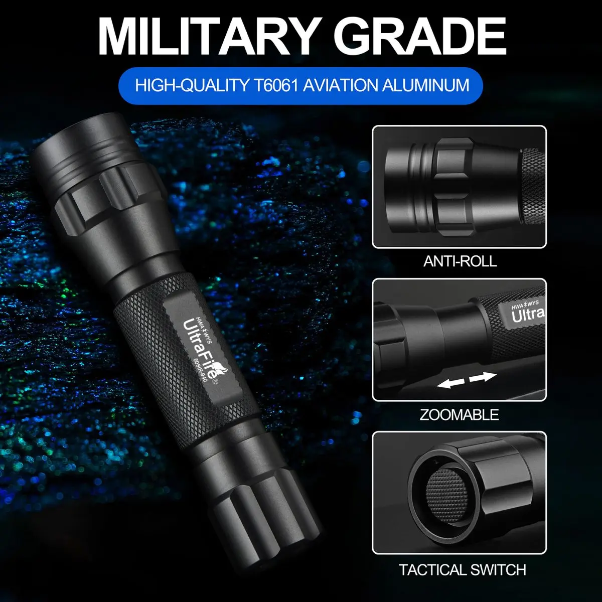 UltraFire WF-508IR 850nm/940nm IR Flashlight Zoomable Infrared Radiation Tactical Torch Waterproof Night Vision IR Hunting Light