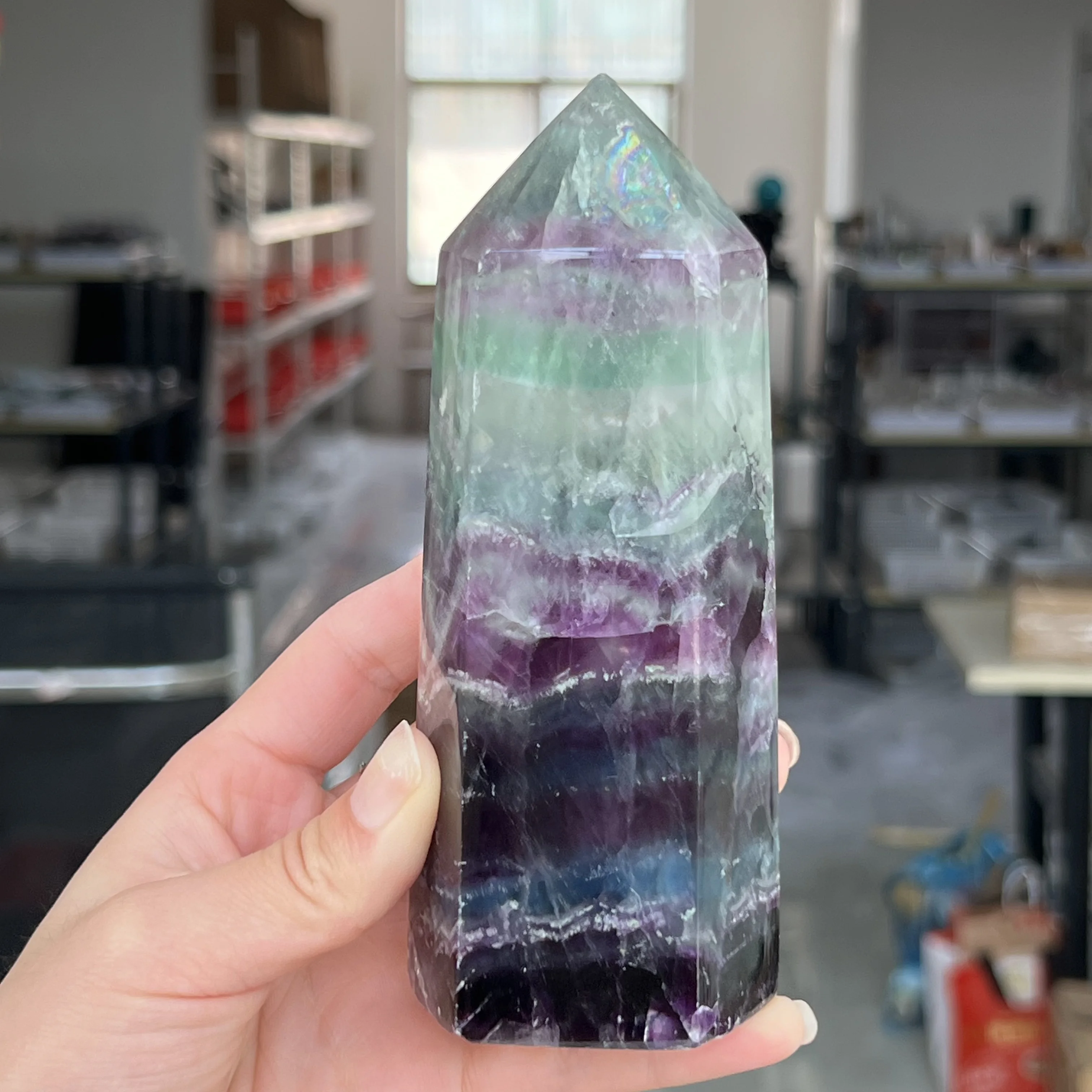 Large Green Fluorite Powerful Crystal Tower Gem Point Metaphysical Obelisk Crystal Protection Healing Meditation Gifts