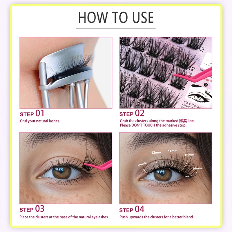 새로운 셀프 접착 DIY 속눈썹 연장 키트 속눈썹 클러스터 접착제 필요 없음 DIY 속눈썹 연장 프리 글루드 클러스터 속눈썹 DIY 아이래쉬