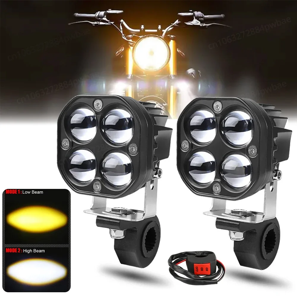 

3 Inch Motorcycle LEDs Spotlight Fog Light White Yellow Auxiliary Headlight Driving Lamp for Car Motorbike ATV SUV Cab 50000LM