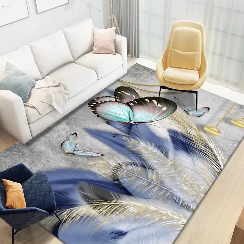 Modern Lounge Decor Rugs Feather Light Luxury Living Room Carpets Coffee Table Sofa  Area Rug Non-slip Bedroom Bedside Foot Mat