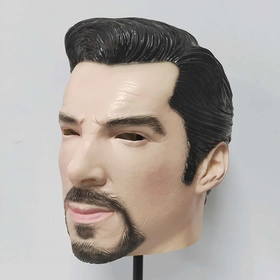 Realistische Latex-Vollkopfmaske, bärtige Männer-Gesichtsmaske mit Haaren, Halloween-Cosplay-Party-Kostüm-Requisiten für Erwachsene – Detail 7