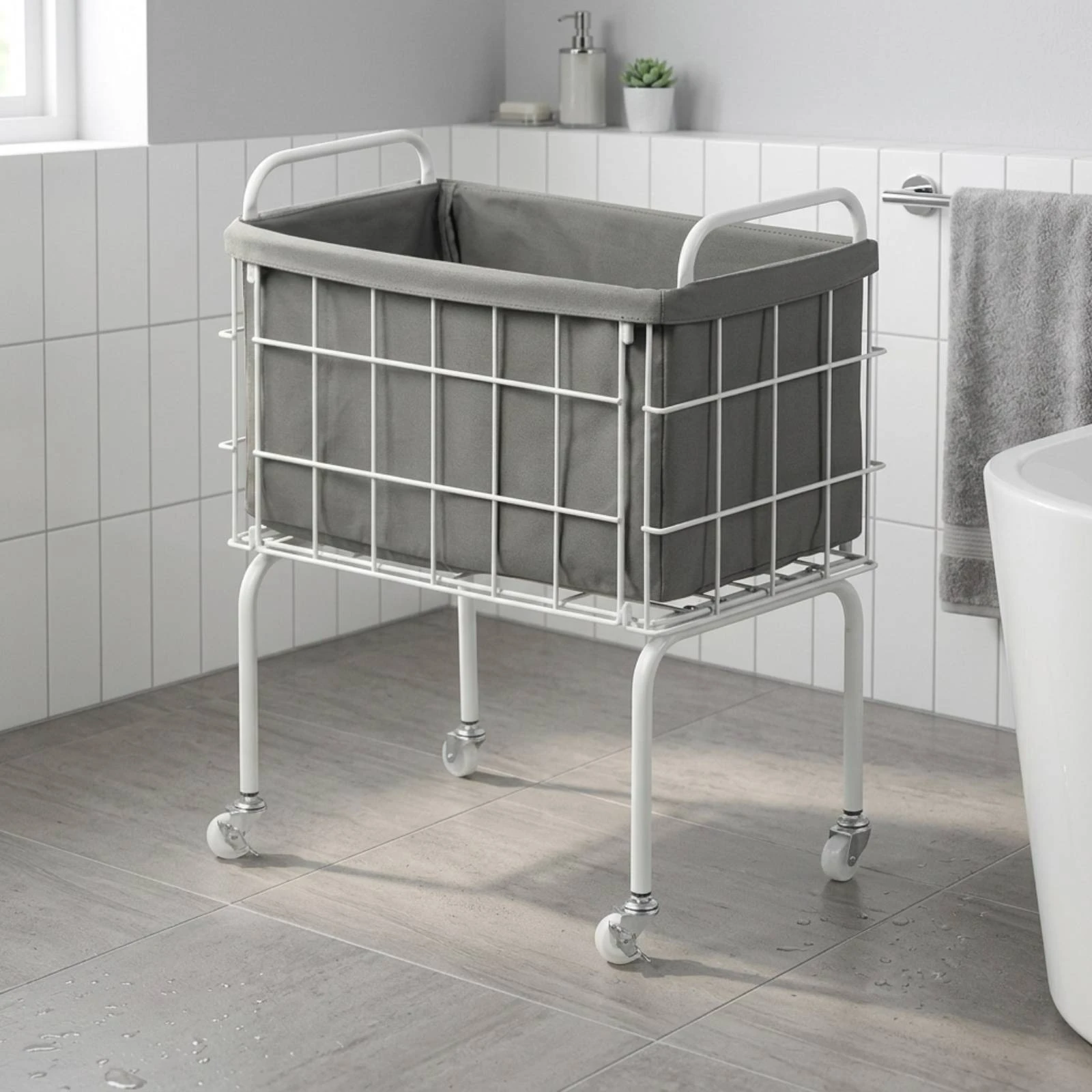 Laundry Basket with Wheels Sturdy Rolling Hamper Laundry Cart Heavy-Duty Long-Lasting for Bathroom, Bedroom