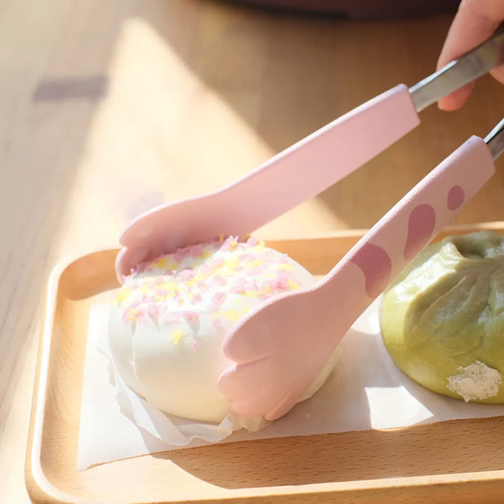 

2pcs Cat-pad Food Tongs Stainless Steel Kitchen Cooking Bread Serving Grilling Claw Tool Restaurant Utensils