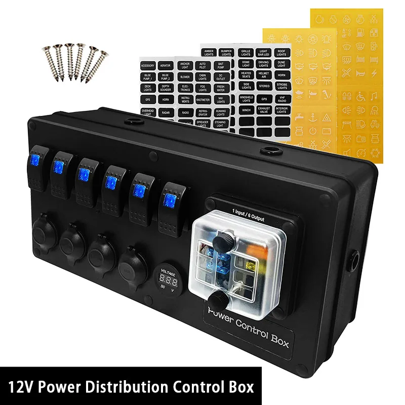 

12V 4WD DIY Electric Distribution Control Battery Box For Canopy Caravan Canopy Caravan Recreational Vehicles Yacht With Sockets