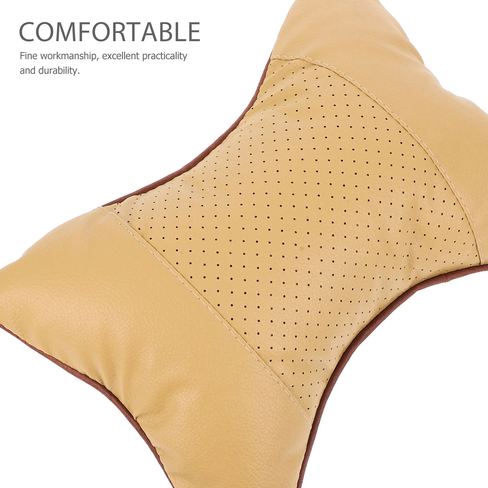 2pcs Universal Travel Bone Shaped Pillow Auto Neck Cushion Bone Shaped Headrest Neck Cushion Rest For Driving Comfort Beige - Image 5