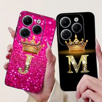 For infinix Hot 40 hot40 Pro Case hot40 Capa Crown Letter TPU Soft Silicone For infinix X6836 X6837 Protective Back Cover Fundas