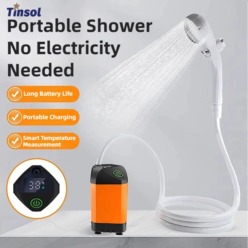 TINSOL New Portable Rechargeable Electric Shower Pump USB Powered Waterproof for Outdoor Camping Beach Hiking Pet Bath Car Wash