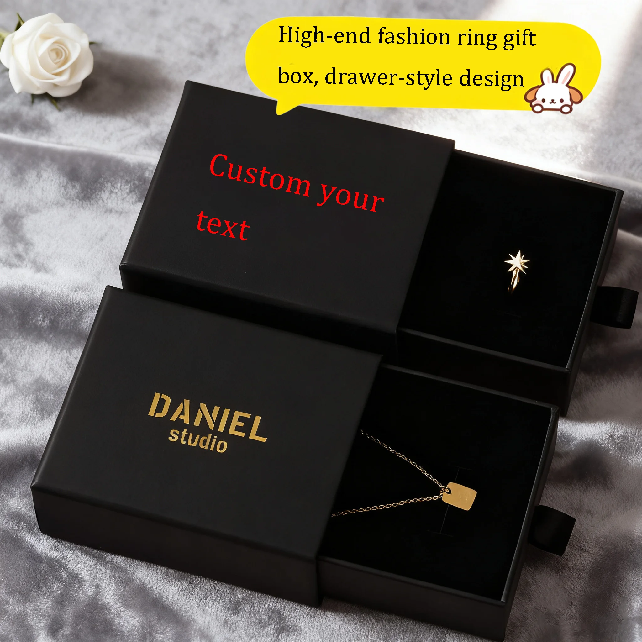 Customized Personalized Drawer Ring Box drawer-style Jewelry Packaging Box Necklace Ring Earring Storage Box Display Box