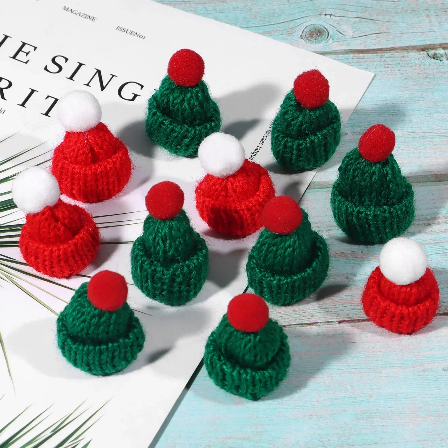 5-10pcs Knitting Mini Hats Scarf Doll Clothes Accessories DIY Crafts Wine Bottle Decors Christmas Party Ornament Decoration