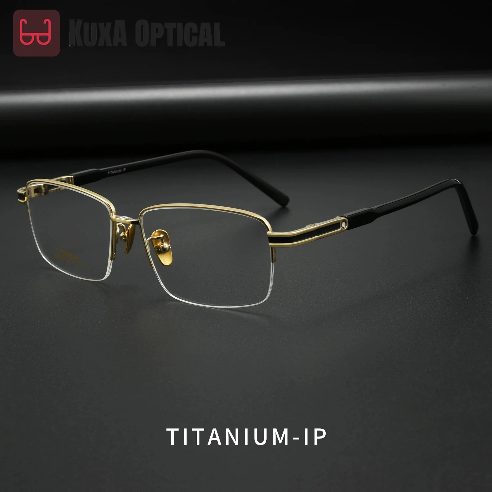 XUKA Classic Semi-Rimless Rectangle Glasses Frame Men Luxury Fashion Pure Titanium Optical Eyeglasses Frame