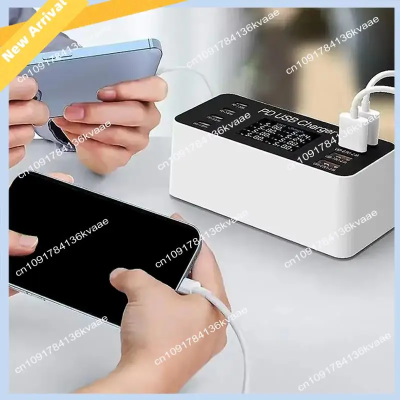 M01K 65W Multi 8 Ports PD USB Fast Charger LCD Display PD 30W Charging Carregador For Tablet Phone Iphone 14  EU-PLUG