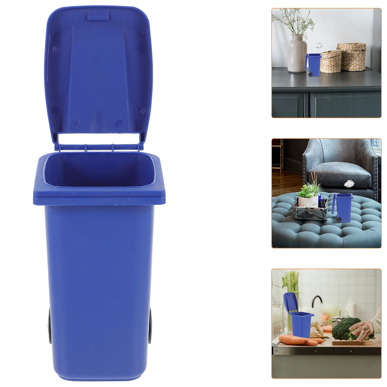 Trash Can Pen Holder Desktop with Lid Mini Storage Garbage Waste Bucket Rack Office