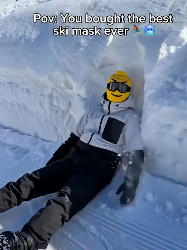 2027 Simulation Snowboard Face Mask Outdoor Cycling Windproof Head Cover Toy Block Person Printed Yellow Man Mask Funny Design ﻿