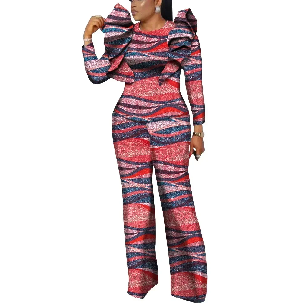 Ensemble chemise et pantalon à imprimé africain pour femmes, costume traditionnel africain 2 pièces, Dashiki, Wy9888