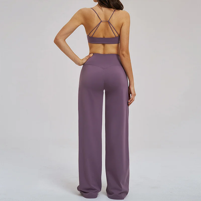 TRY TO BN Yoga Leggings Cross Waisted Wide Legs Pants Sports Fitness Leggings Workout Training Loose Trousers Gym Women Clothing