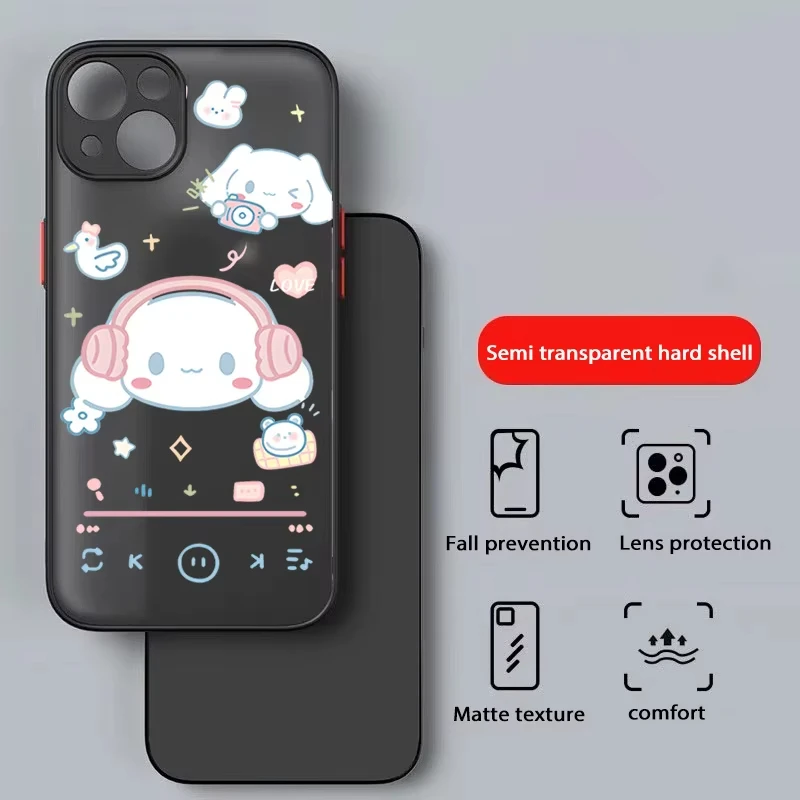 حافظة هالو كيتي لهاتف أبل آيفون 11 15 16 14 13 12 Pro 7 XR X XS Max 8 Plus 6 6S SE 2022 15Pro هاتف أسود غير لامع Funda لطيف