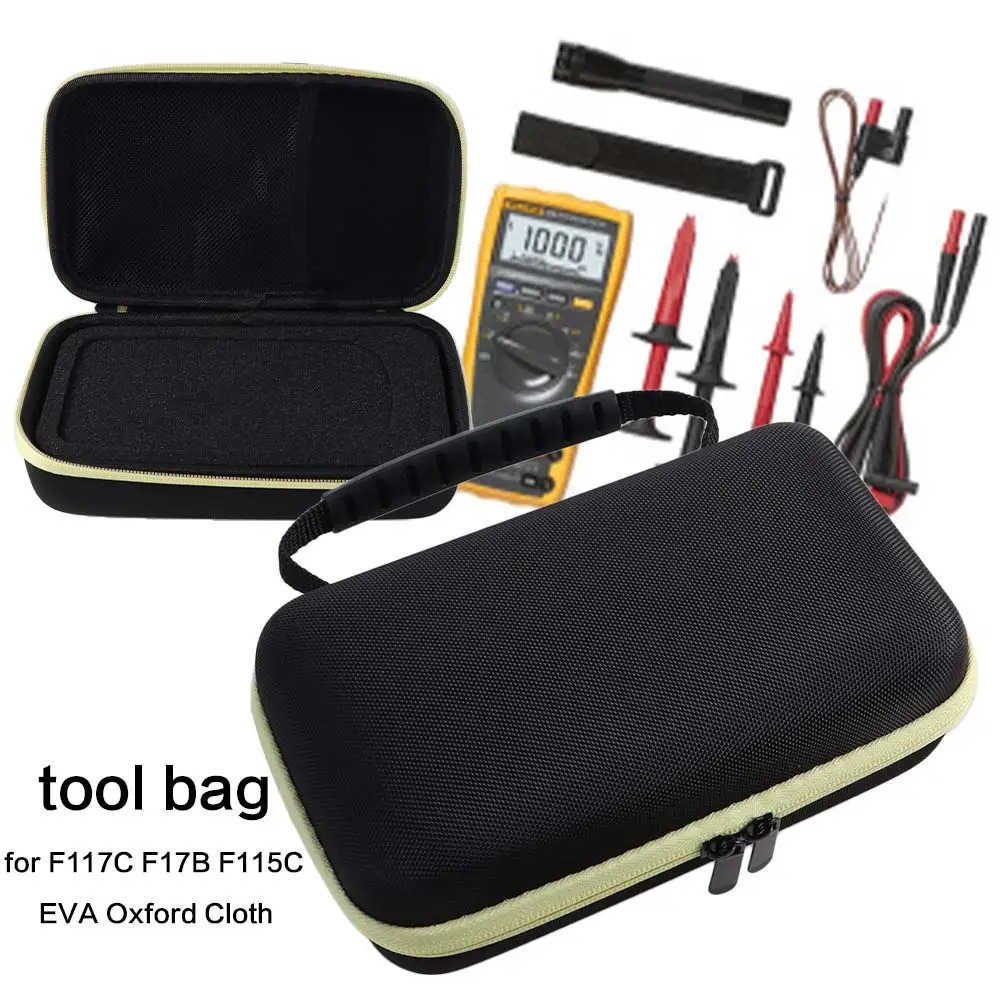 Portable Waterproof Multimeter Storage Bag Large Capacity Hard Case Tool Box Shockproof with Mesh Pocket Tool Organizer Tool Kit