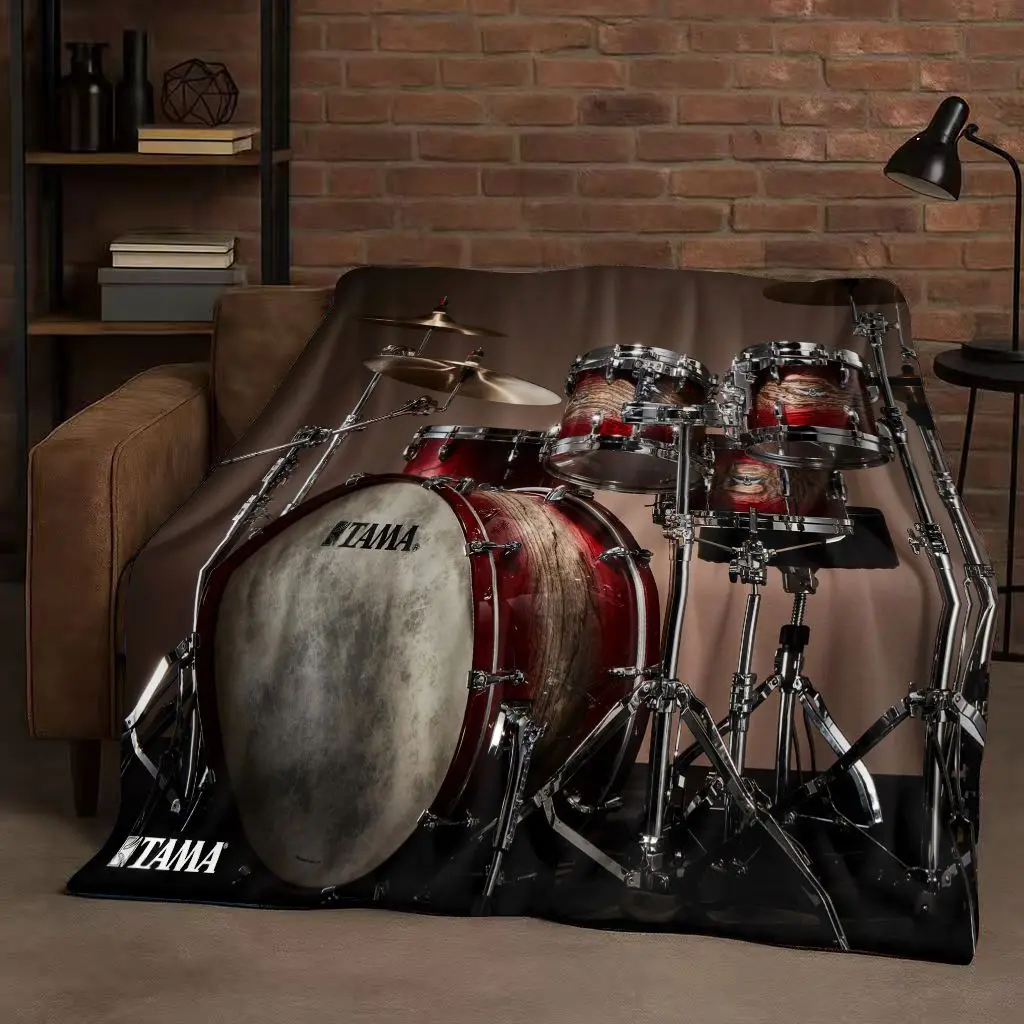 Classic Drum Kit Drum Set Rock Music Instruments Flannel Blanket,Ultra Soft Plush Throw for Home Bedroom Bed Sofa Cover Kid Gift